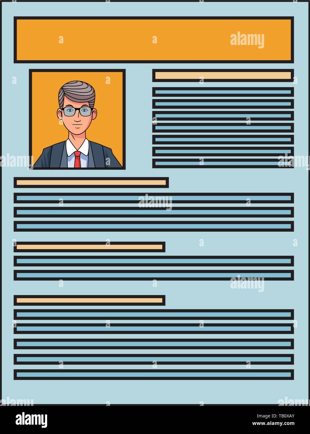 businessman avatar profile picture in curriculum vitae Stock Vector ...