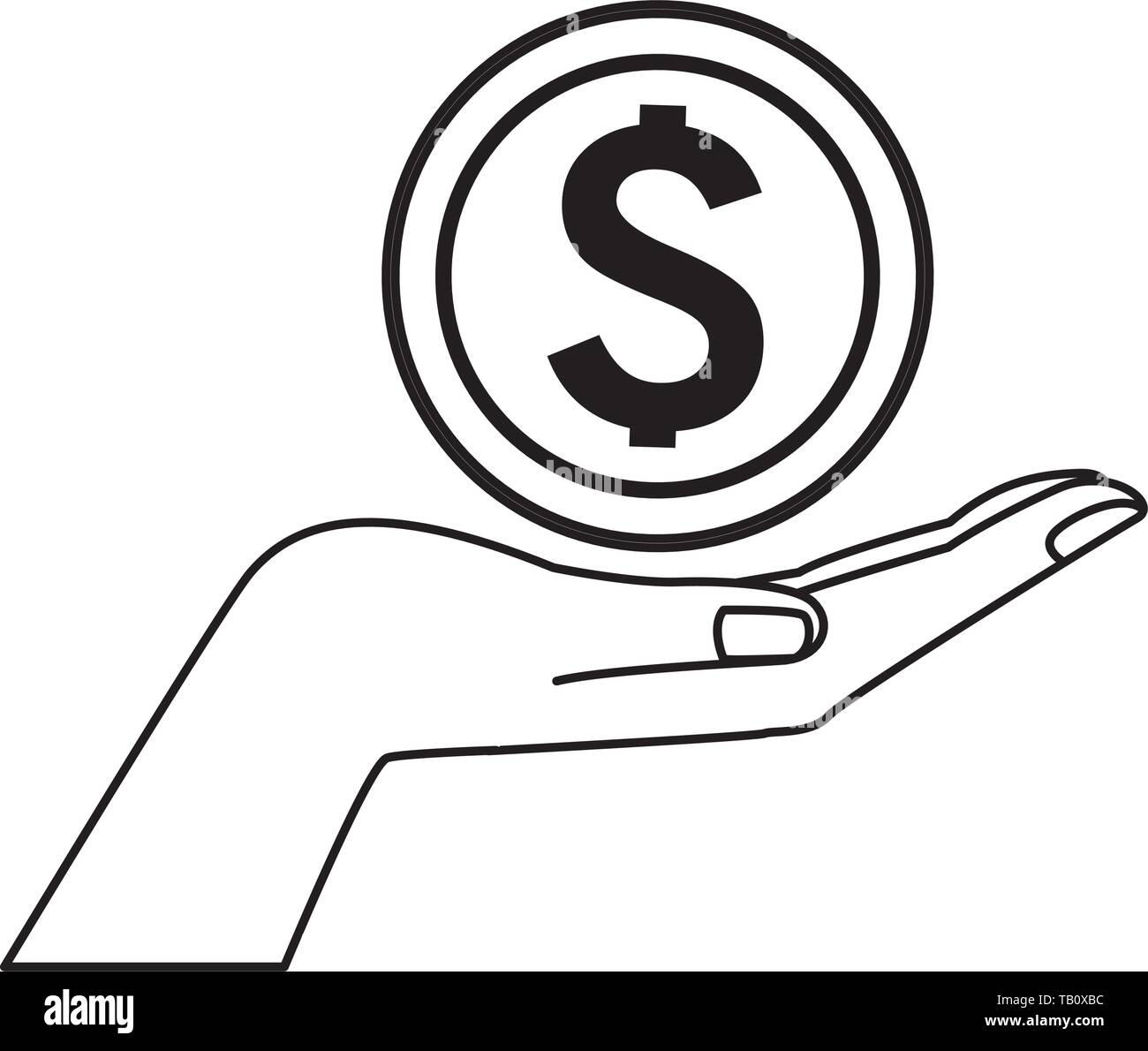 hand holding a big coin black and white Stock Vector Image & Art - Alamy
