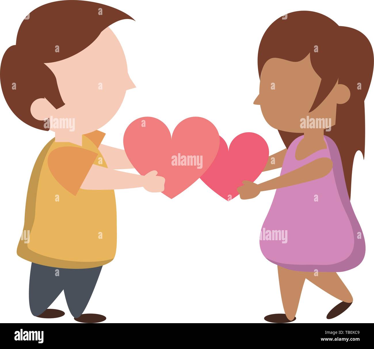 Kids In Love Cartoon Vector Illustration Stock Vector Image Art Alamy