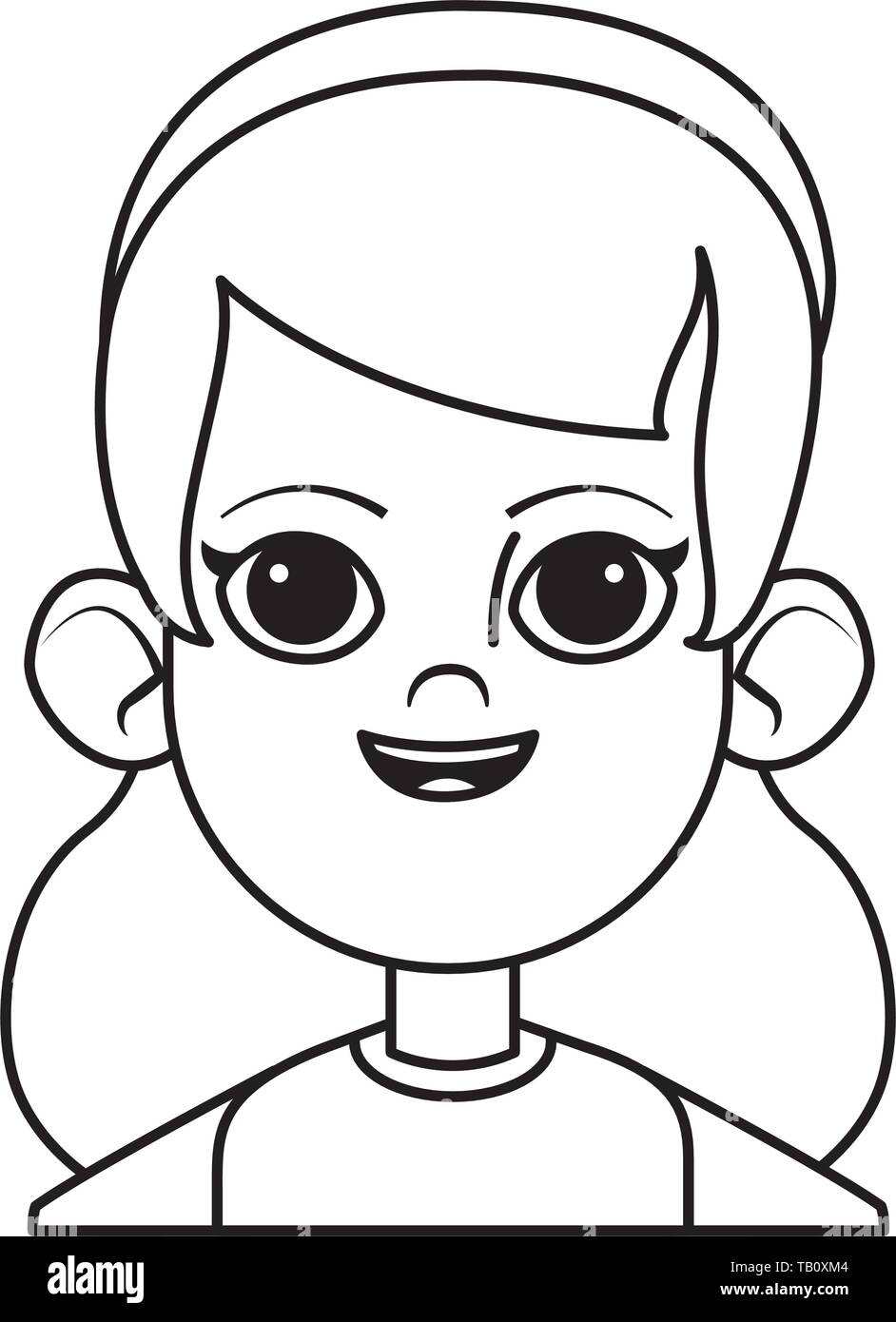 little kid avatar profile picture black and white Stock Vector Image ...