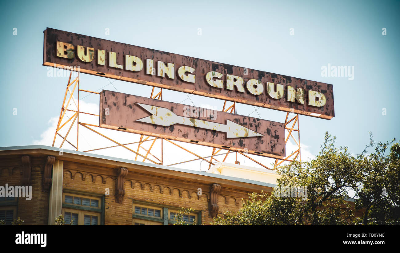 Street Sign the Direction Way to BUILDING GROUND Stock Photo - Alamy