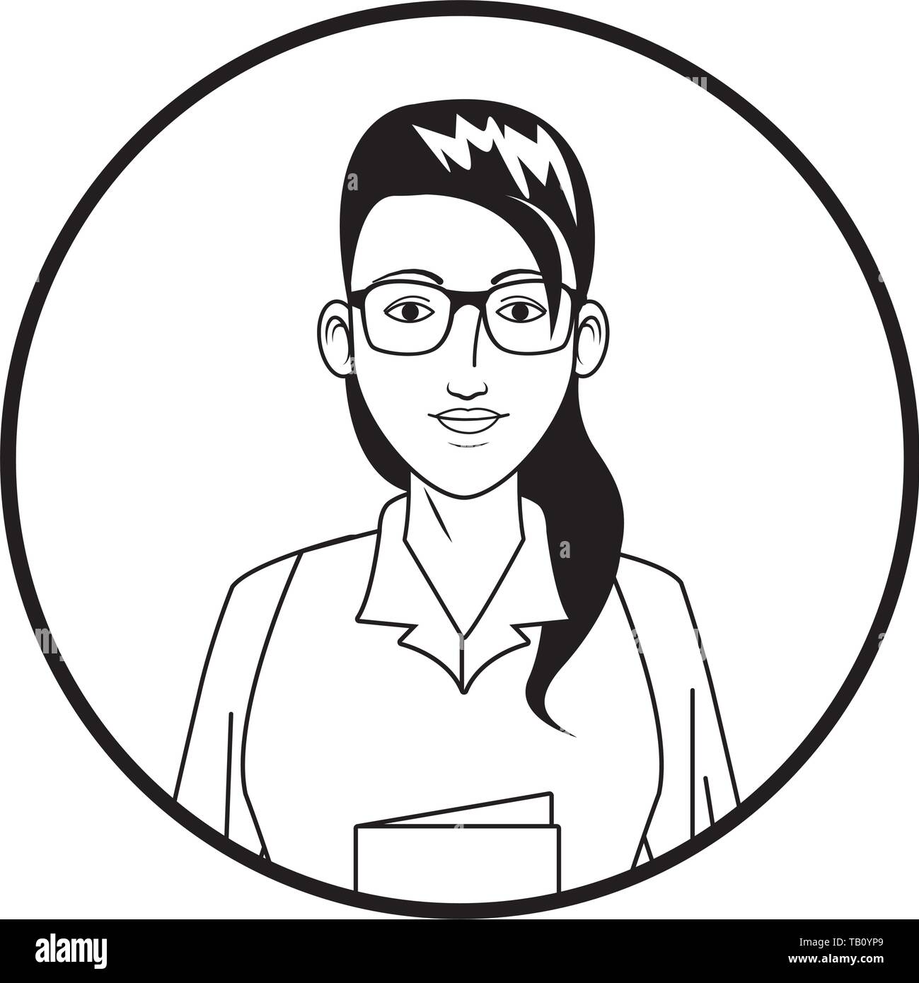 businesswoman avatar cartoon character profile picture black and white