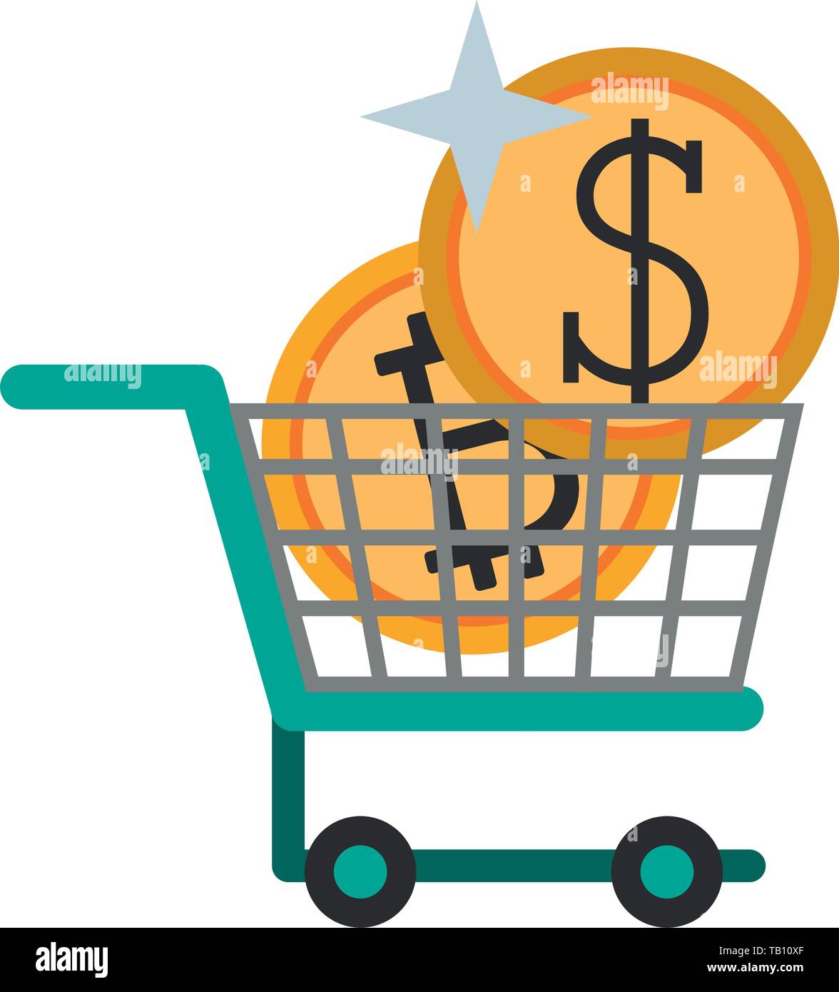 Cryptocurrency and coin in shopping cart symbol Vector illustration Stock  Vector Image & Art - Alamy