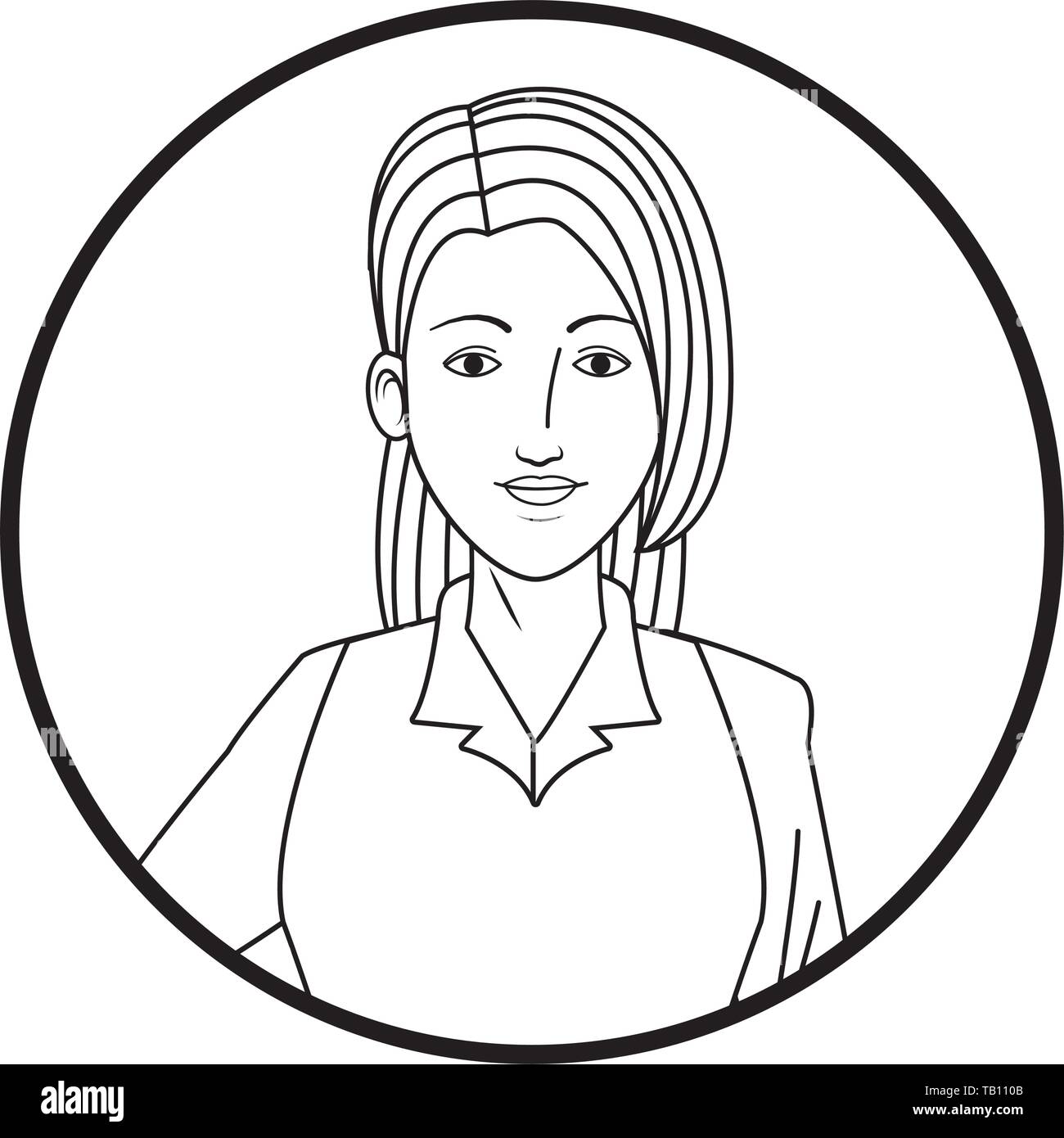businesswoman avatar cartoon character profile picture black and white
