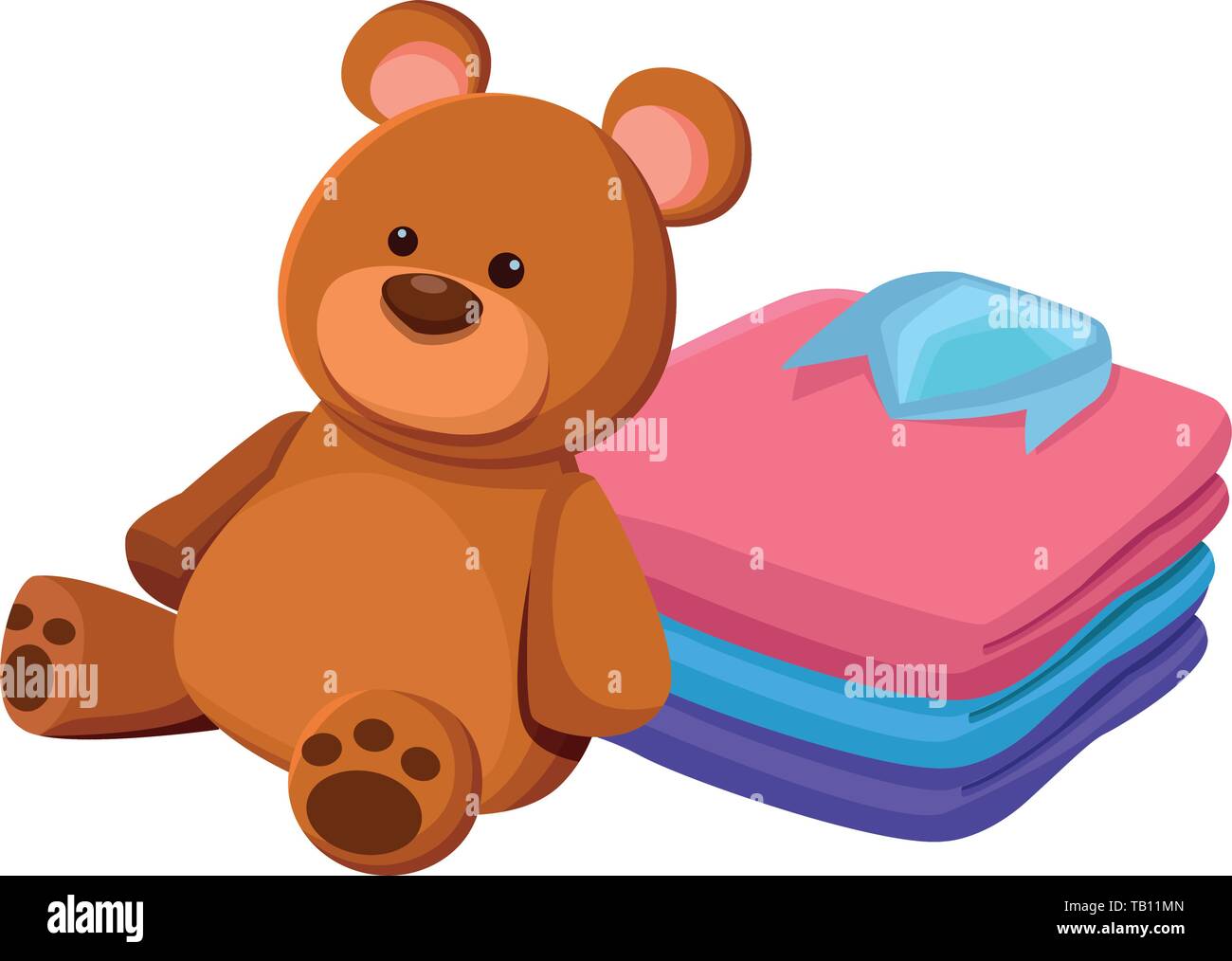 teddy bear toy and folded clothes Stock Vector Image & Art Alamy