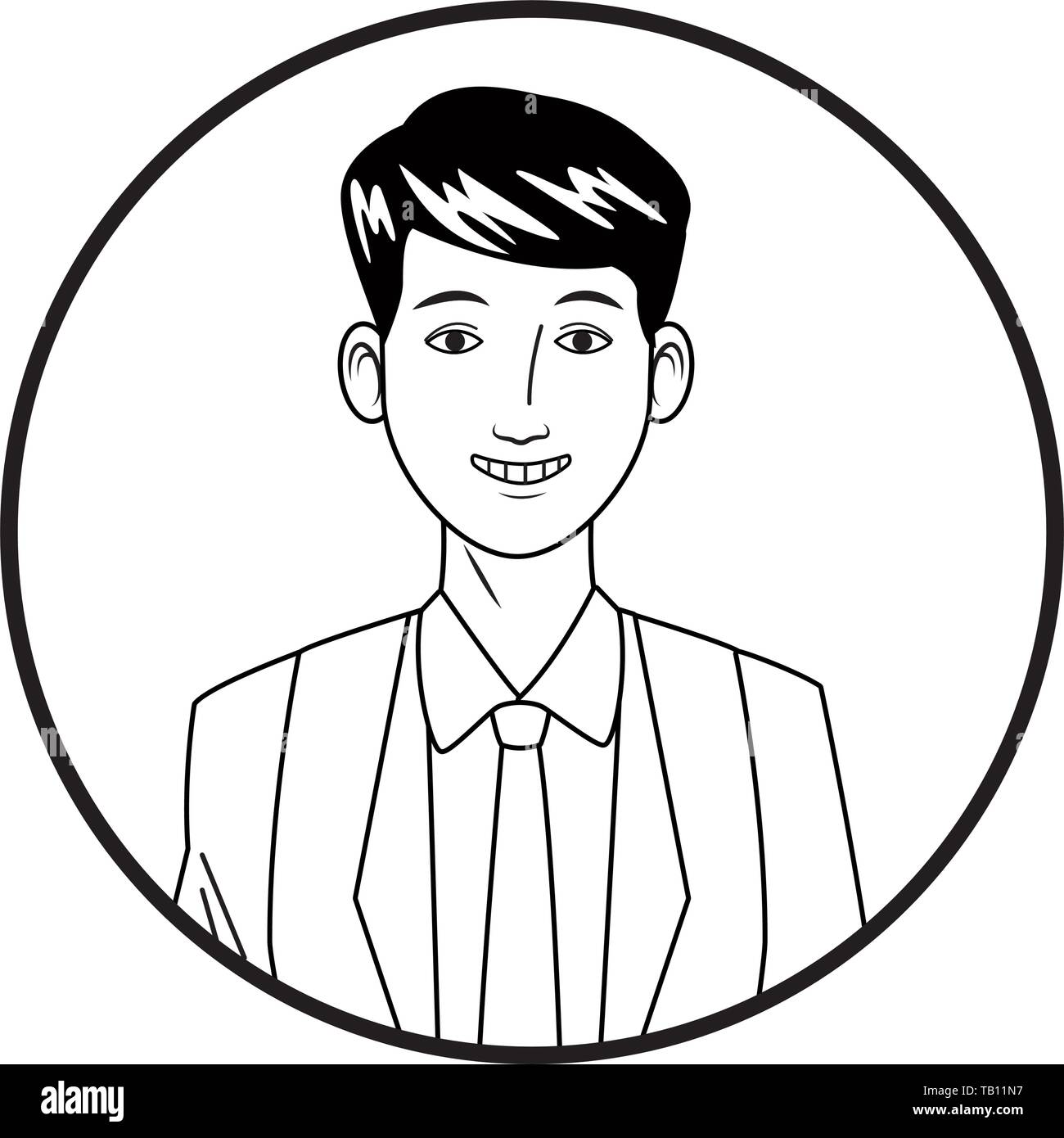 businessman avatar cartoon character profile picture black and white