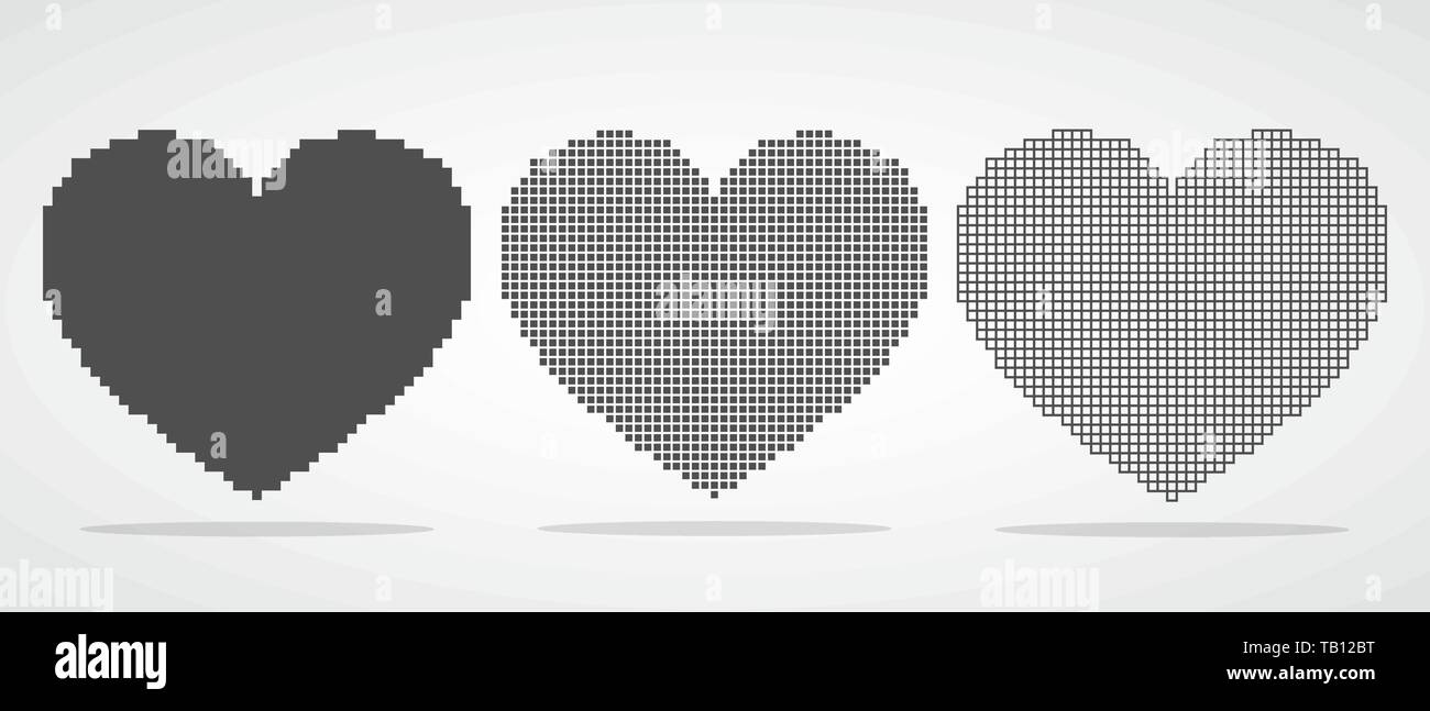 Heart in pixel style. Vector illustration. Abstract heart icon isolated ...