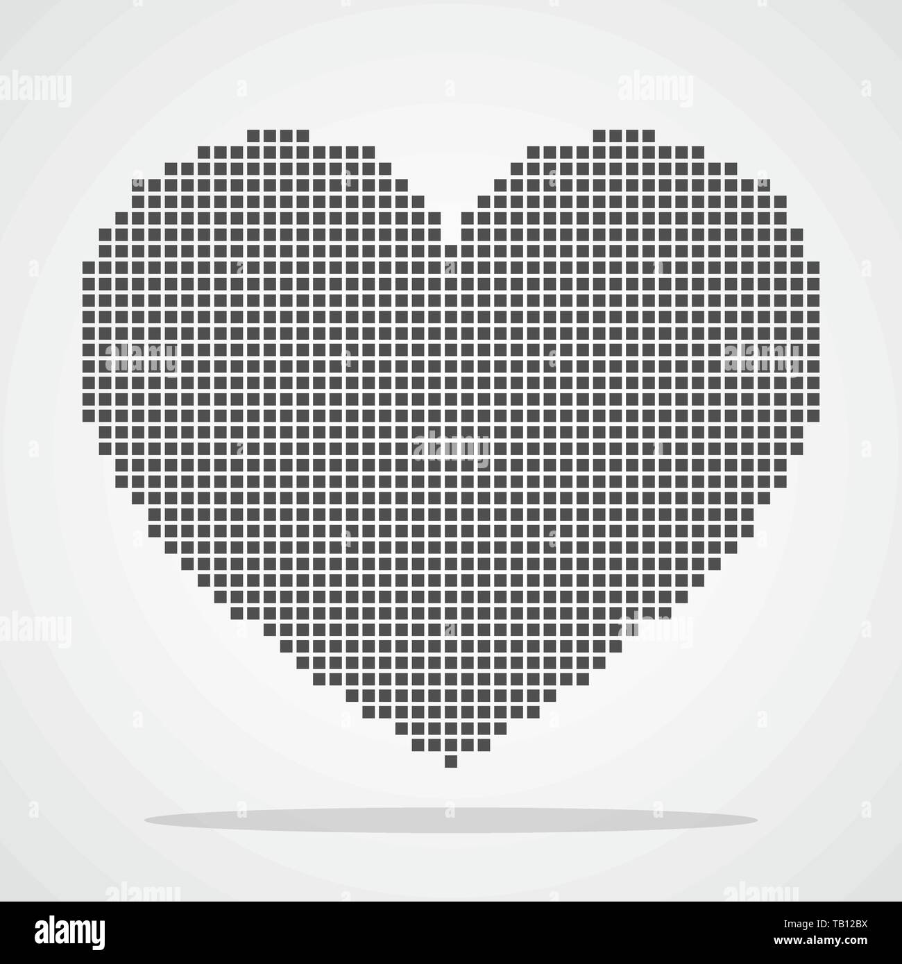 Heart in pixel style. Vector illustration. Abstract heart icon isolated ...