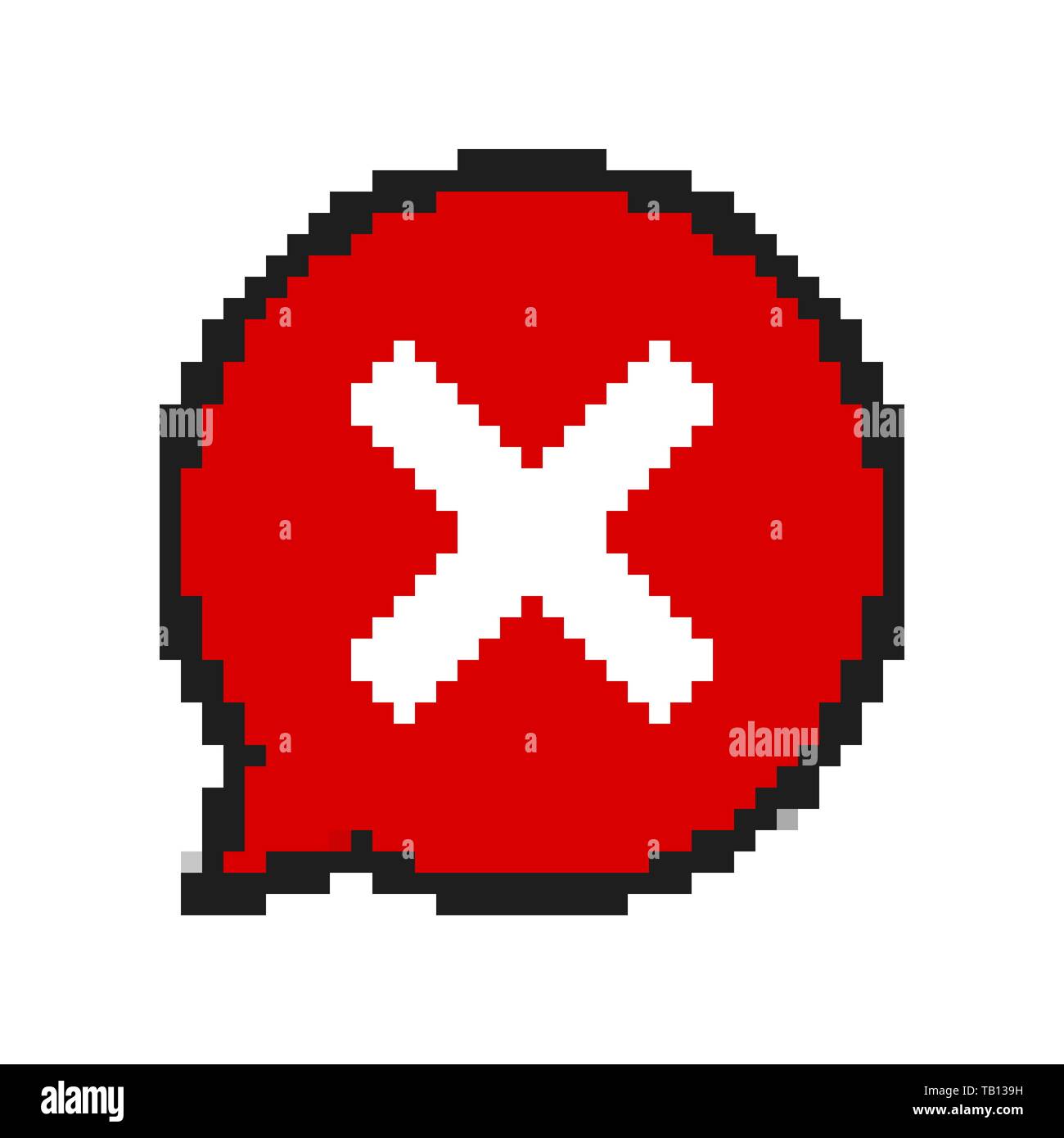 Pixel Art Design Of Red No Sign Vector Illustration Red Cross X Icon 