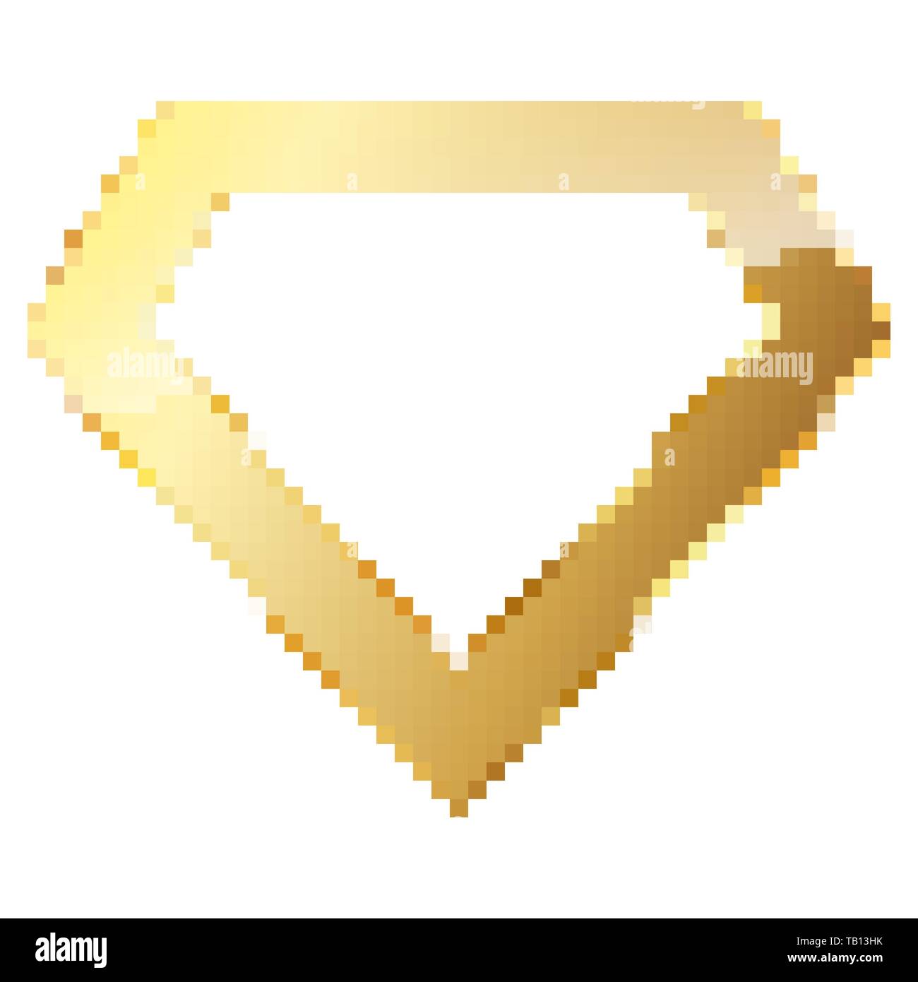 Gold Diamond in pixel art style. Vector illustration. Isolated Diamond in flat style Stock Vector