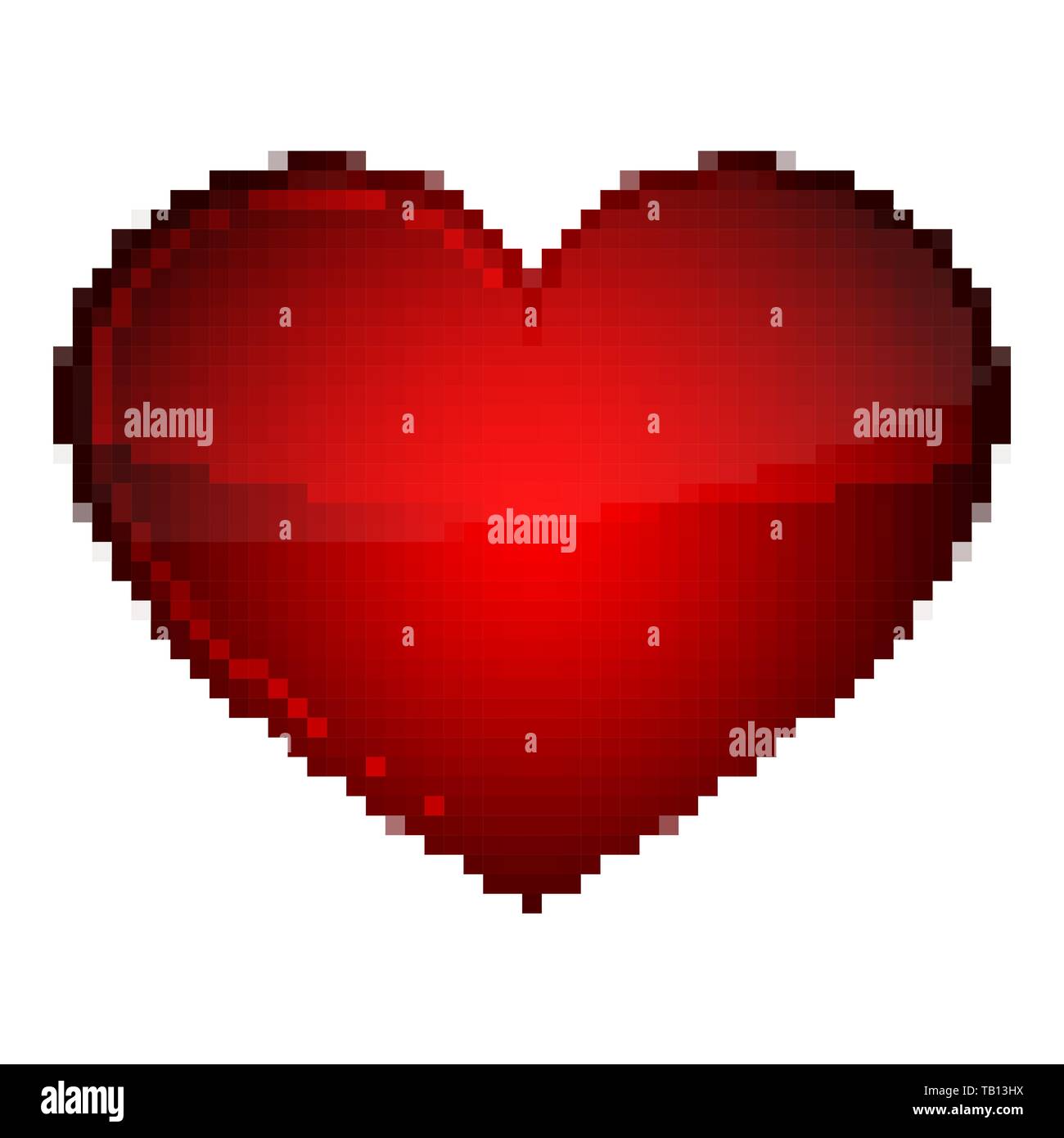 Red heart in pixel style. Vector illustration. Abstract heart icon ...