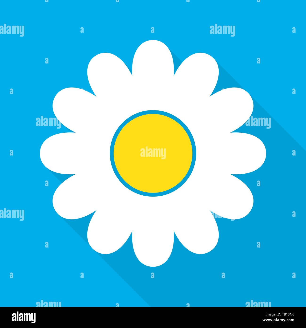 White daisy Chamomile icon. Vector illustration. Cute flower in flat style. Stock Vector