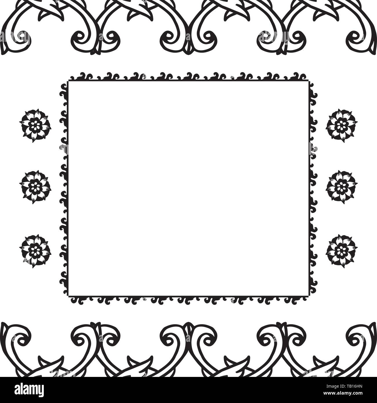 Vector illustration greeting card with drawing cute flower frame hand ...