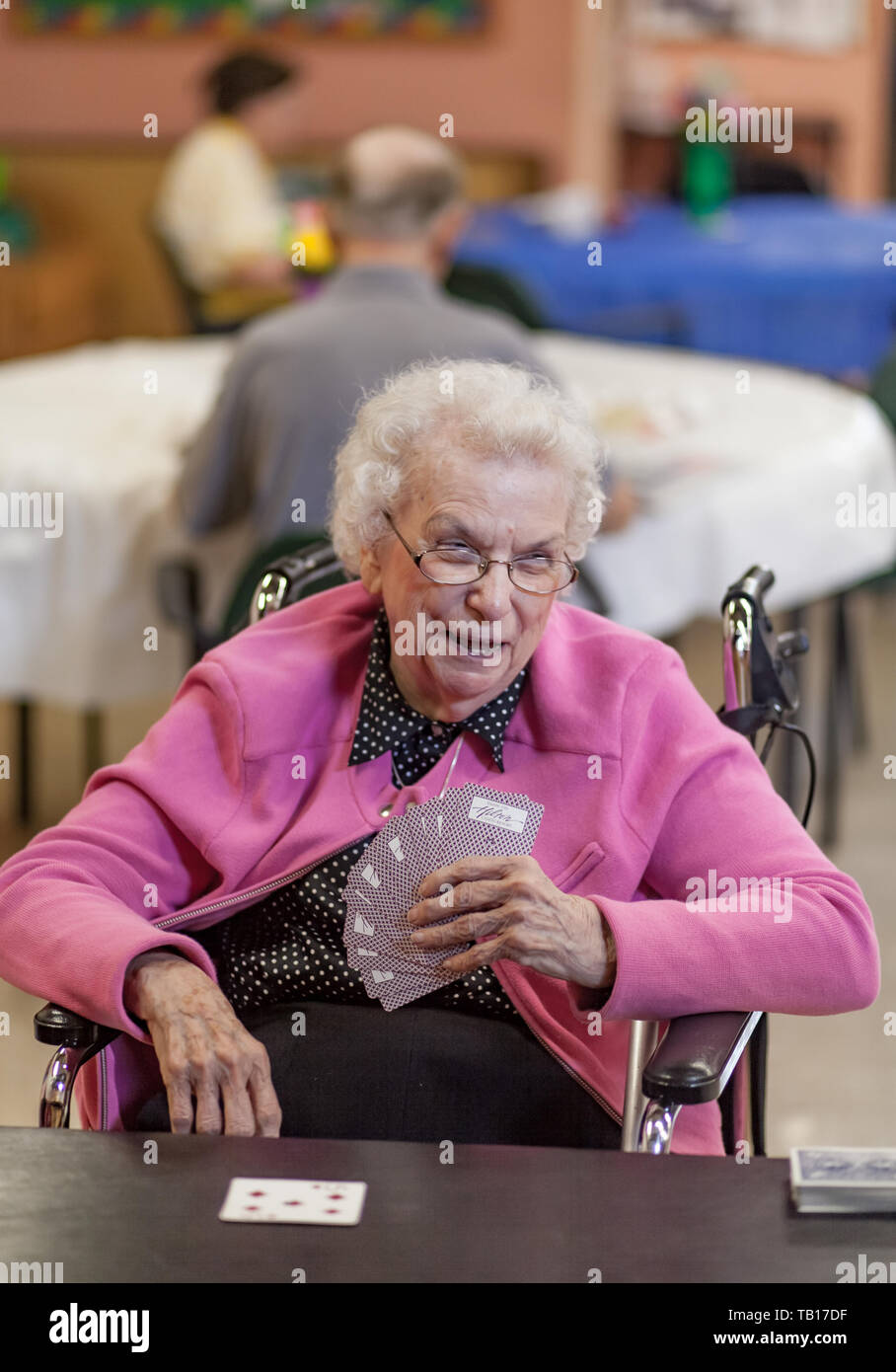 seniors in an exercise class at a senior center in Ardmore PA Stock