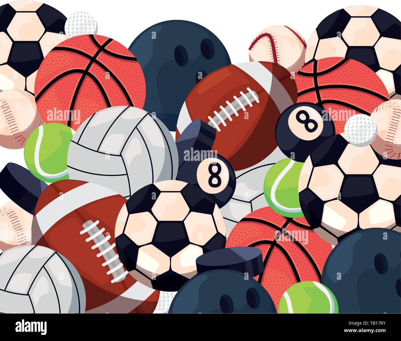 balls sport equipment soccer billiard tennis volleyball bowling vector illustration design Stock Vector Image Art Alamy