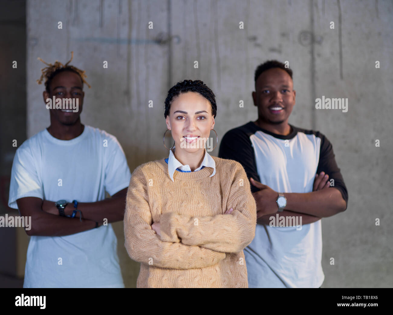 portrait of young multiethnic business team,architect and engineer on construction site while checking documents and business workflow in new startup  Stock Photo