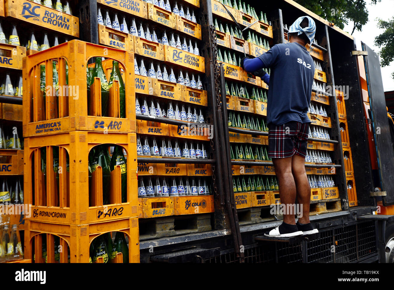 ANTIPOLO CITY, PHILIPPINES MAY 21, 2019 Stacks of empty soft drinks