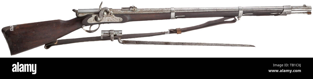 SERVICE WEAPONS, BAVARIA, marksmen rifleM 1858/67 U-MII, so-called podewils rifle, calibre 13,9 mm, number 13018, Additional-Rights-Clearance-Info-Not-Available Stock Photo