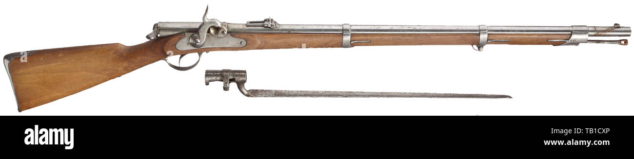 SERVICE WEAPONS, BAVARIA, marksmen rifleM 1858/67 U-MII, so-called podewils rifle, calibre 13,9 mm, number 8898, Additional-Rights-Clearance-Info-Not-Available Stock Photo