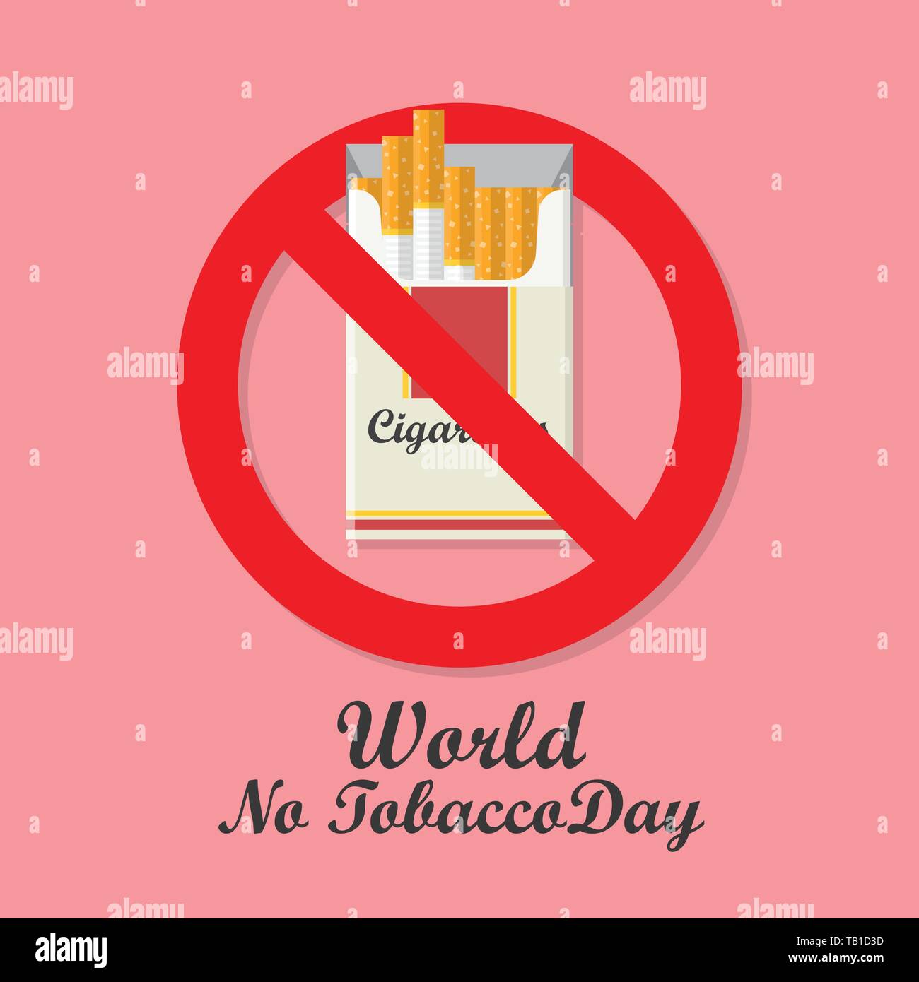 World No Tobacco Day with Cigarettes pack prohibition sign. Vector illustration Stock Vector