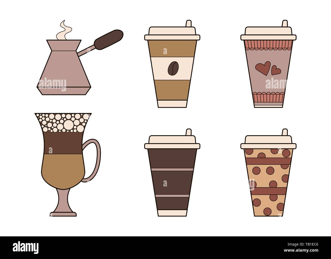 Coffee Icons Latte Cappuccino Espresso Mocha Vector Illustration Coffee Icons Latte Cappuccino Espresso Mocha Vector Illustration