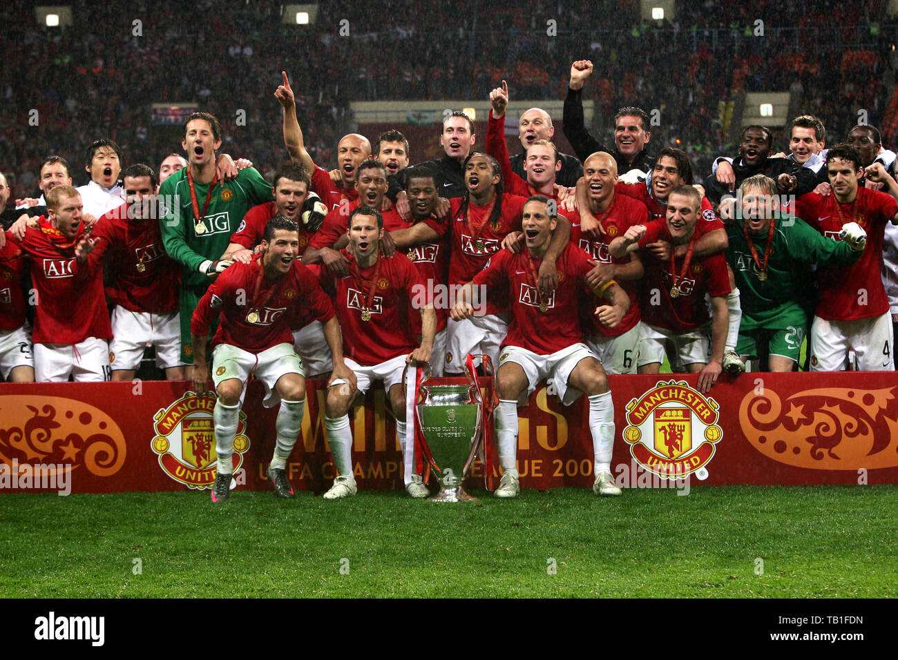 File photo dated 21052008 of Manchester United players celebrate with