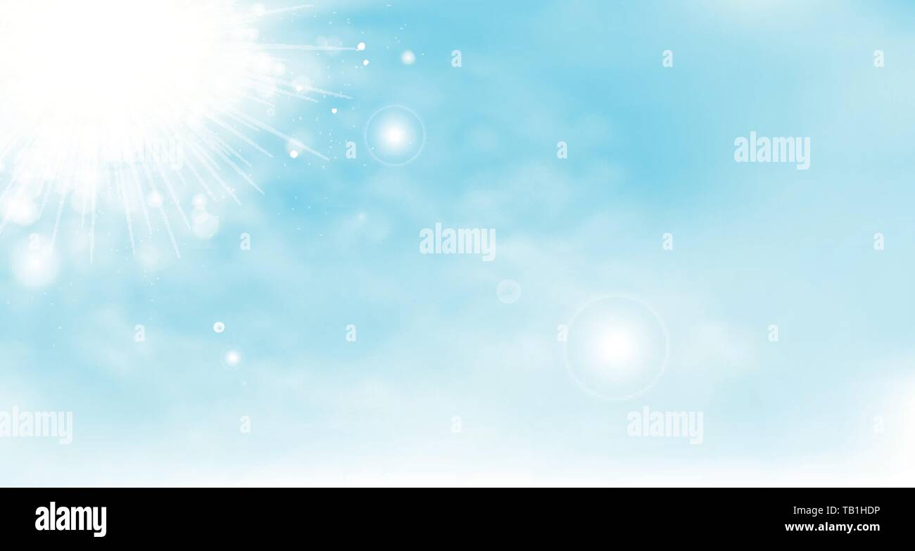 Abstract vector summer sky background with clouds and sun. You can use for poster, ad, artwork, background. illustration vector eps10 Stock Vector