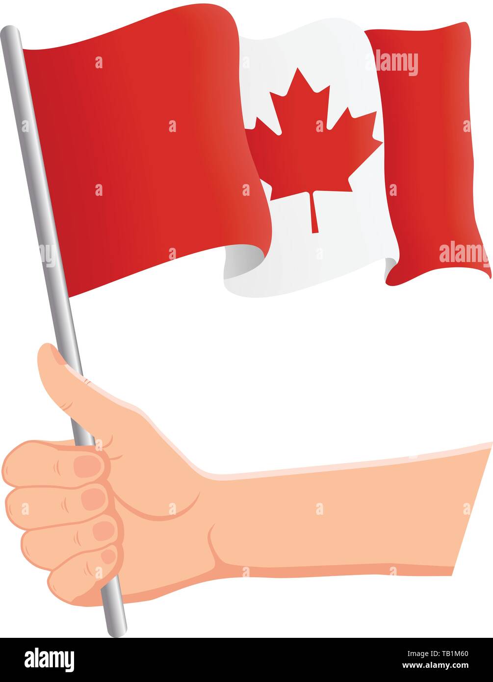 Hand holding and waving the national flag of Canada. Fans, independence ...