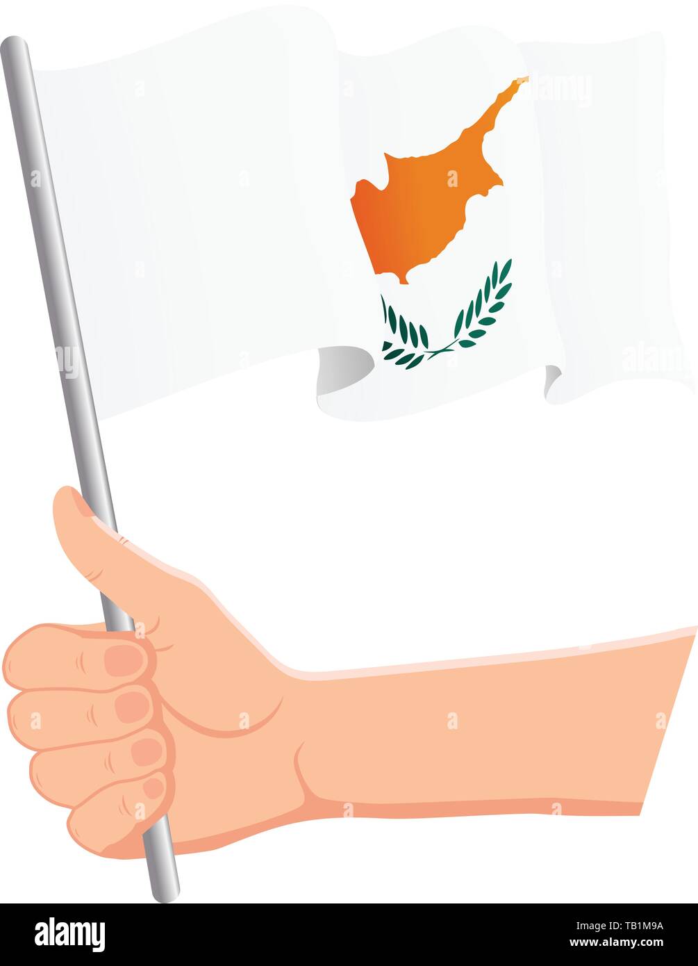Hand holding and waving the national flag of Cyprus. Fans, independence ...