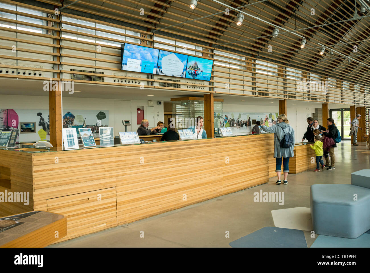 Tourist Information Centre at Le Mont Saint Michel site, Manche, Normandy, France Stock Photo