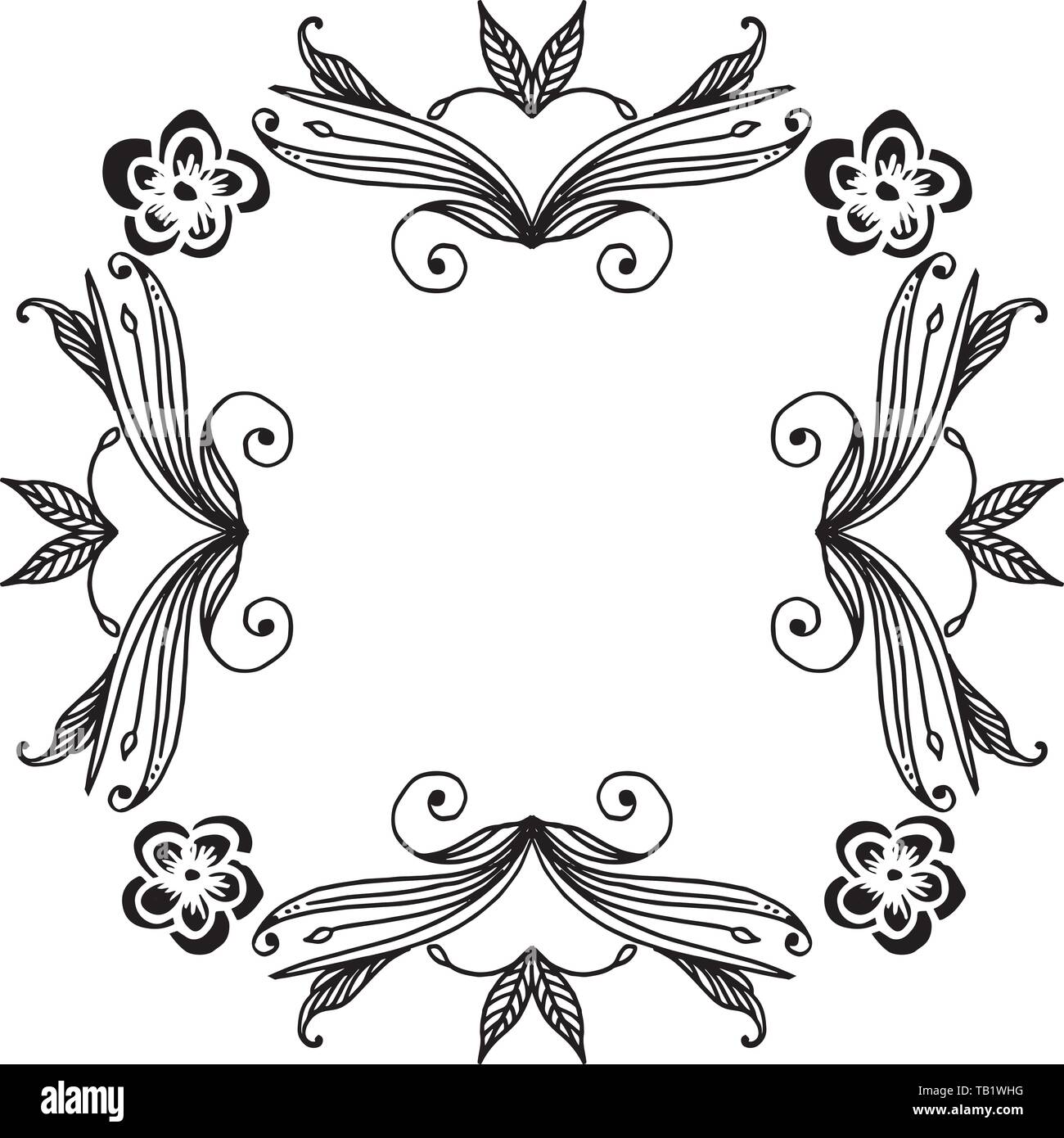 Vector illustration greeting card with ornament of flower frame hand ...