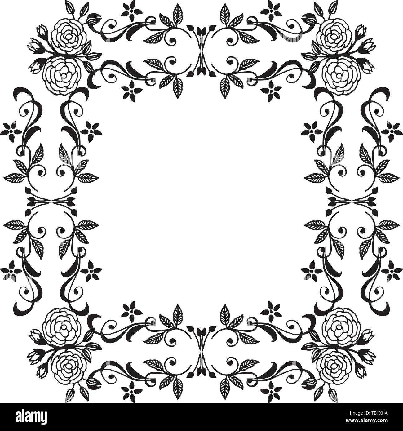 Vector illustration greeting card with design flower frame hand drawn ...
