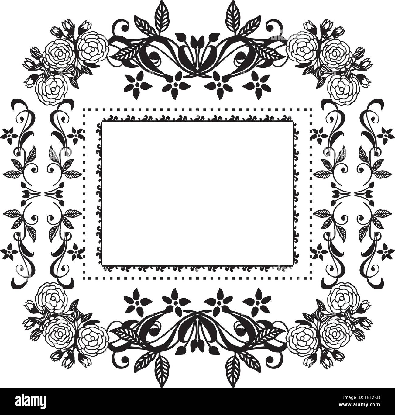 Vector illustration greeting card with design flower frame hand drawn ...