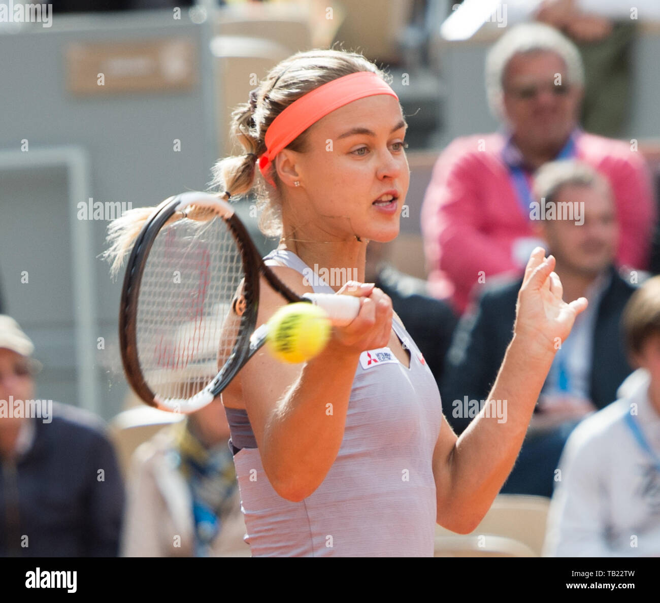 Paris, France. 28th May, 2019. Anna Karolina Schmiedlova (SVK) is defeated by Naomi Osaka (JPN) 6-0, 6-7(4), 1-6, at the French Open being played at Stade Roland-Garros in Paris, France. © Karla Kinne/Tennisclix 2019/CSM/Alamy Live News Stock Photo