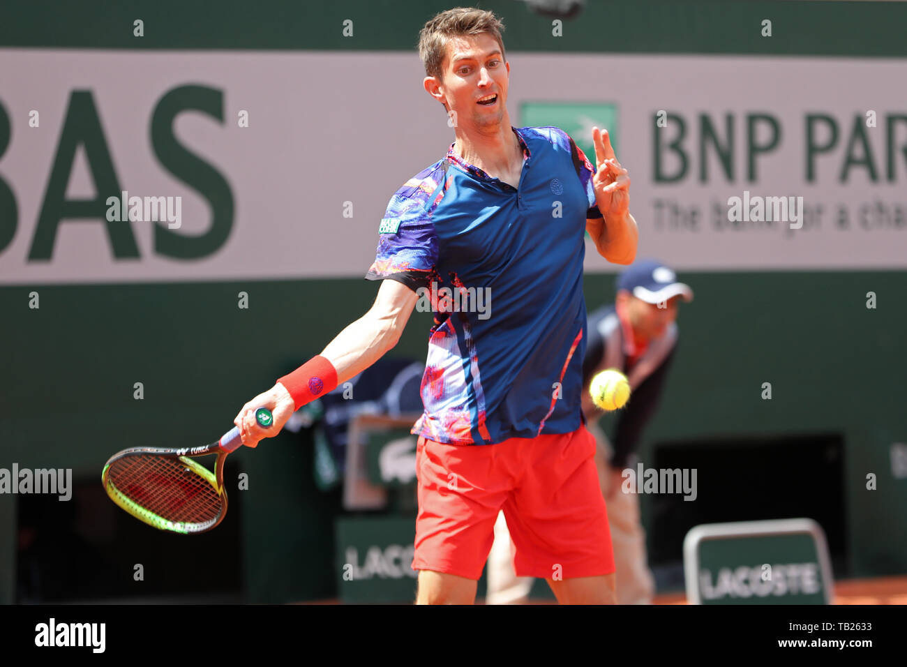 Paris, France. 29th May, 2019. Paris, France 29th May. Yannick Madden (GER) plays against Rafael Nadal (ESP) during the French Open Tennis at Stade Roland-Garros, Paris on Wednesday 29th May 2019. (Credit: Jon Bromley | MI News) Credit: MI News & Sport /Alamy Live News Stock Photo
