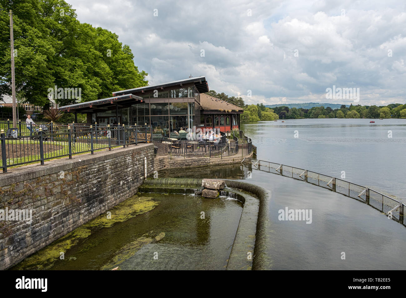 05/25/2019 The Terra Nova Café situated next to Roath Park Lake is a popular cafe for visitors with views over the water. Stock Photo