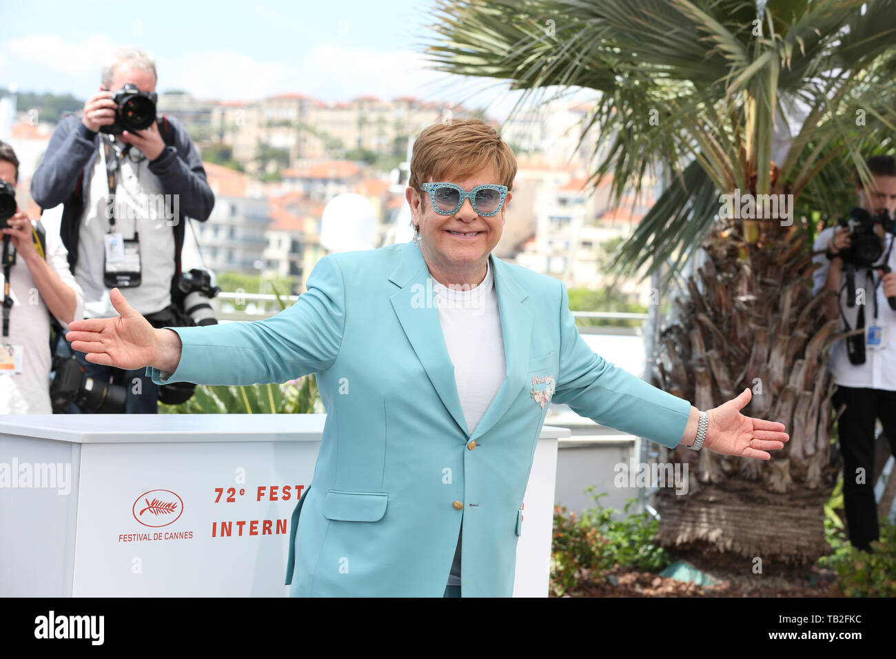 CANNES, FRANCE - MAY 16: Sir Elton John attends the 'Rocketman' photocall during the 72nd Cannes Film Festival (Credit: Mickael Chavet/Project Daybrea Stock Photo