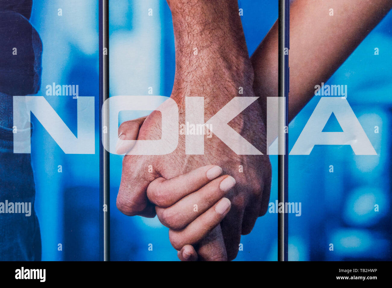 Cluj, Romania - May 13, 2019: Nokia Corporation, a Finnish multinational telecommunications, information technology, and consumer electronics company  Stock Photo
