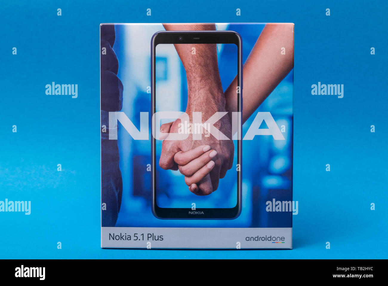 Cluj, Romania - May 13, 2019: Nokia smartphone made by Nokia Corporation, a Finnish multinational telecommunications, information technology, and cons Stock Photo