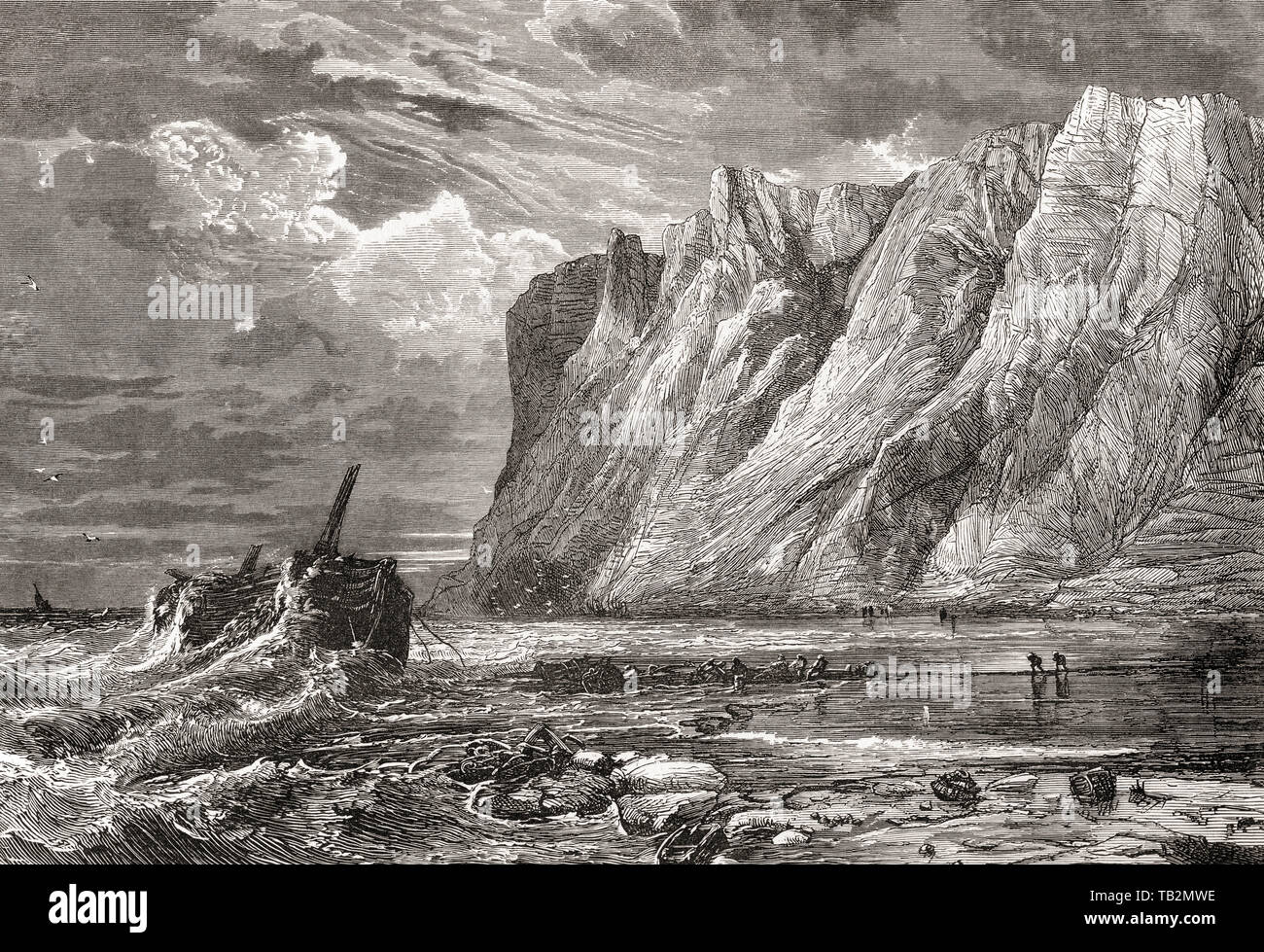 Beachy Head, East Sussex, England, seen here in the 19th century. The