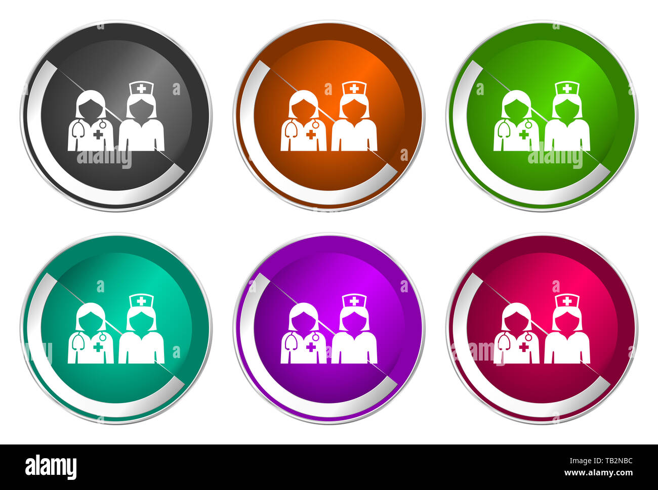 Doctor icon set, silver metallic web buttons Stock Photo - Alamy