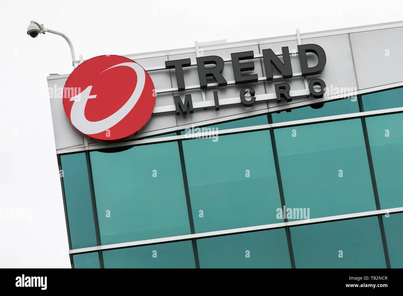 A logo sign outside of a facility occupied by Trend Micro Inc., in Ottawa, Ontario, Canada, on April 20, 2019. Stock Photo