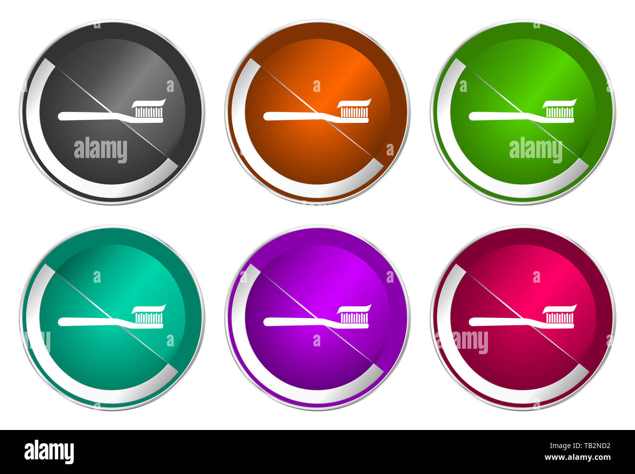 Toothbrush icon set, silver metallic web buttons Stock Photo - Alamy