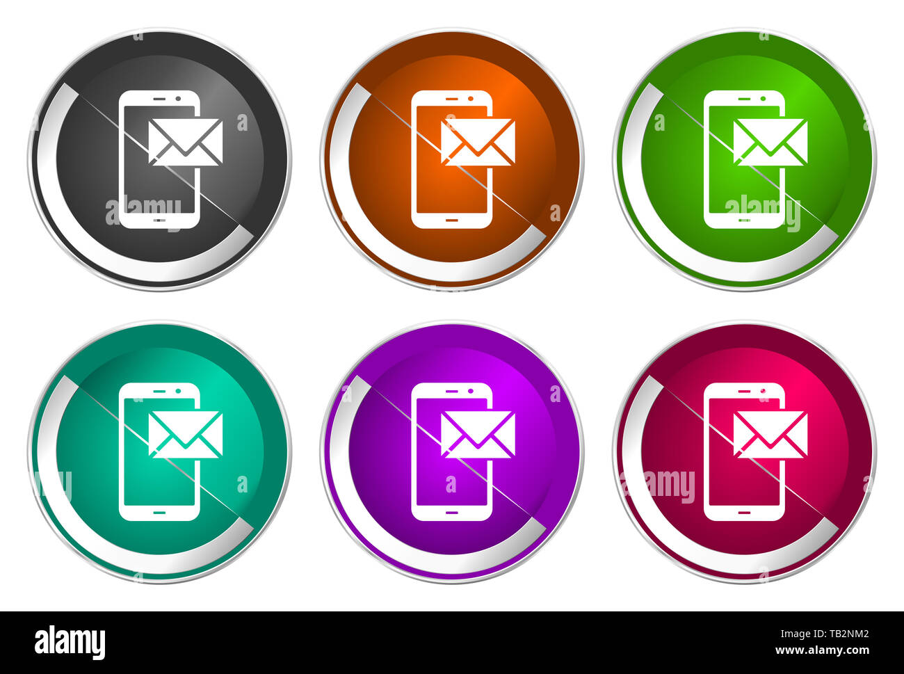 Mail icon set, silver metallic web buttons Stock Photo - Alamy