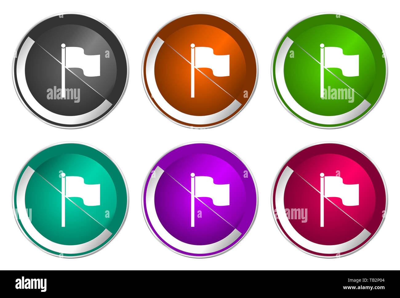 Flag icon set, silver metallic web buttons Stock Photo - Alamy