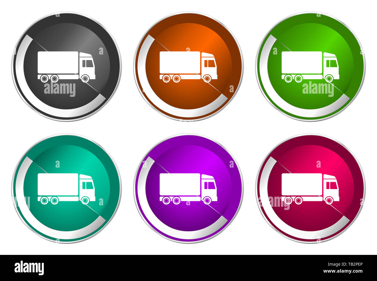 Delivery icon set, silver metallic web buttons Stock Photo - Alamy