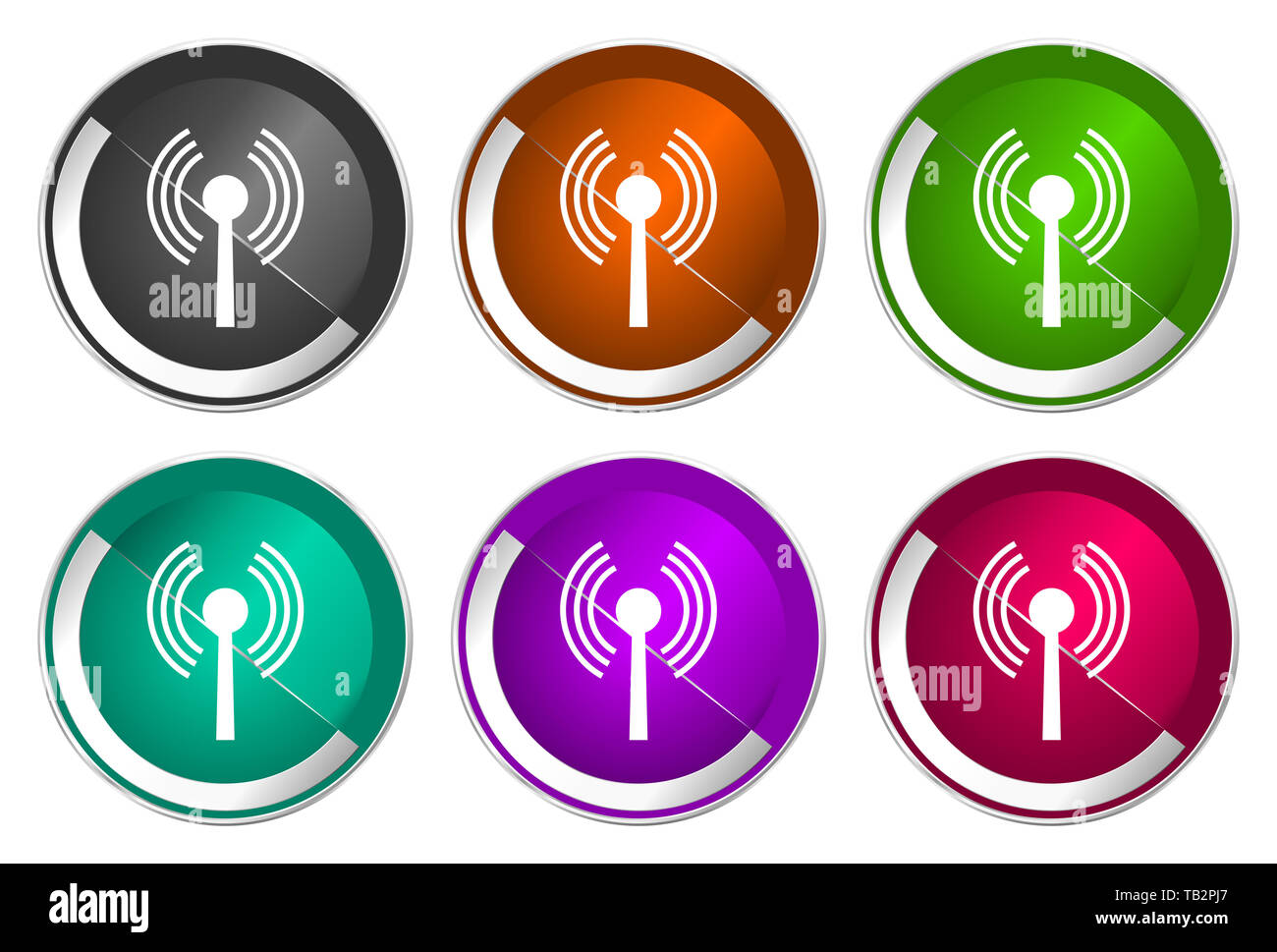 Wifi icon set, silver metallic web buttons Stock Photo - Alamy