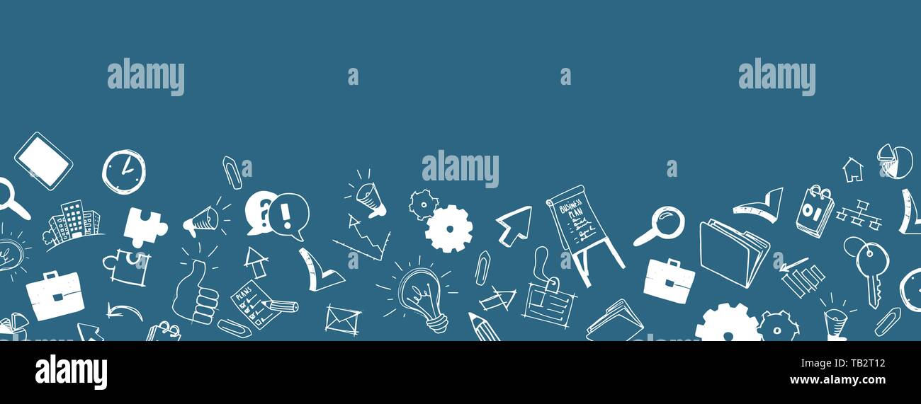 Vector Business Doodles Full Vector Large Banner Stock Vector Art