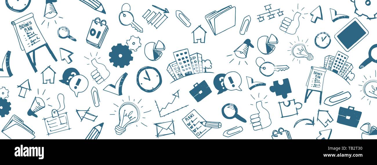 Vector Business Doodles Full Vector Large Banner Stock Vector Art