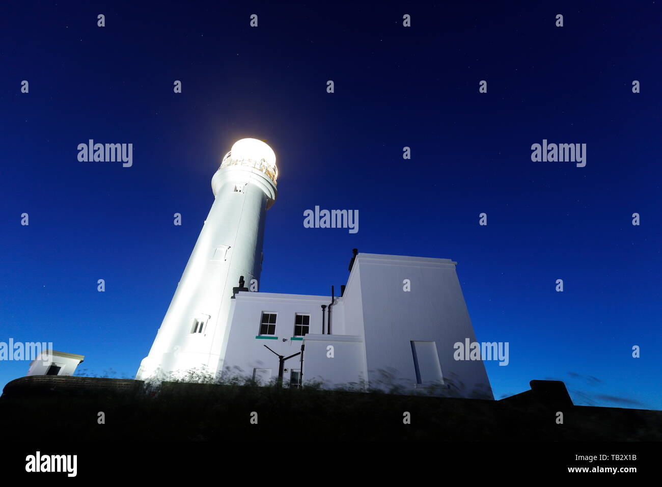 New Flamborough Lighthouse Stock Photo Alamy